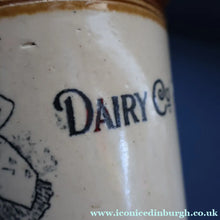 Load image into Gallery viewer, SCOTTISH POTTERY. Antique PORT DUNDAS (Glasgow) Stoneware Crock with Handle. DANISH DAIRY
