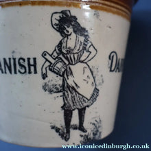 Load image into Gallery viewer, SCOTTISH POTTERY. Antique PORT DUNDAS (Glasgow) Stoneware Crock with Handle. DANISH DAIRY
