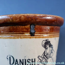 Load image into Gallery viewer, SCOTTISH POTTERY. Antique PORT DUNDAS (Glasgow) Stoneware Crock with Handle. DANISH DAIRY
