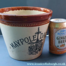 Load image into Gallery viewer, SCOTTISH POTTERY. Antique PORT DUNDAS (Glasgow) 4 lbs Stoneware Crock with Handle. MAYPOLE DAIRY 
