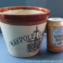 Load image into Gallery viewer, SCOTTISH POTTERY. Antique PORT DUNDAS (Glasgow) 4 lbs Stoneware Crock with Handle. MAYPOLE DAIRY 
