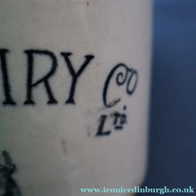 Load image into Gallery viewer, SCOTTISH POTTERY. Antique PORT DUNDAS (Glasgow) 4 lbs Stoneware Crock with Handle. MAYPOLE DAIRY 
