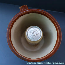 Load image into Gallery viewer, SCOTTISH POTTERY. Antique PORT DUNDAS (Glasgow) 4 lbs Stoneware Crock with Handle. MAYPOLE DAIRY 
