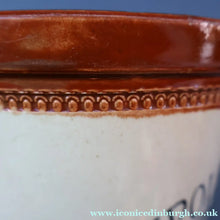 Load image into Gallery viewer, SCOTTISH POTTERY. Antique PORT DUNDAS (Glasgow) 4 lbs Stoneware Crock with Handle. MAYPOLE DAIRY 

