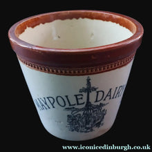 Load image into Gallery viewer, SCOTTISH POTTERY. Antique PORT DUNDAS (Glasgow) 4 lbs Stoneware Crock with Handle. MAYPOLE DAIRY 
