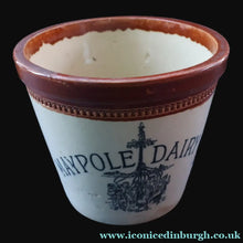 Load image into Gallery viewer, SCOTTISH POTTERY. Antique PORT DUNDAS (Glasgow) 4 lbs Stoneware Crock with Handle. MAYPOLE DAIRY 
