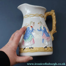 Load image into Gallery viewer, SCOTTISH POTTERY. Antique VICTORIAN 1860s Jug by Bells Pottery, Glasgow.  "The Fishwives" Pattern
