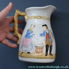 Load image into Gallery viewer, SCOTTISH POTTERY. Antique VICTORIAN 1860s Jug by Bells Pottery, Glasgow.  "The Fishwives" Pattern
