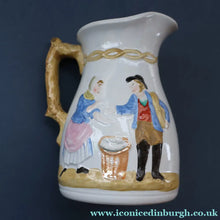 Load image into Gallery viewer, SCOTTISH POTTERY. Antique VICTORIAN 1860s Jug by Bells Pottery, Glasgow.  "The Fishwives" Pattern
