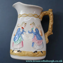 Load image into Gallery viewer, SCOTTISH POTTERY. Antique VICTORIAN 1860s Jug by Bells Pottery, Glasgow.  "The Fishwives" Pattern
