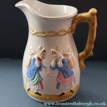Load image into Gallery viewer, SCOTTISH POTTERY. Antique VICTORIAN 1860s Jug by Bells Pottery, Glasgow.  "The Fishwives" Pattern
