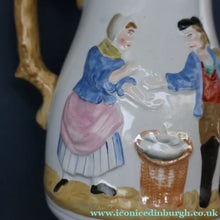 Load image into Gallery viewer, SCOTTISH POTTERY. Antique VICTORIAN 1860s Jug by Bells Pottery, Glasgow.  "The Fishwives" Pattern
