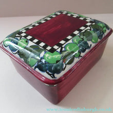 Load image into Gallery viewer, Bough Pottery CANDY BOX. Hand Painted Fruits and Abstract Patterns by Richard Amour; 1920s

