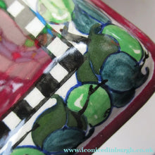 Load image into Gallery viewer, Bough Pottery CANDY BOX. Hand Painted Fruits and Abstract Patterns by Richard Amour; 1920s
