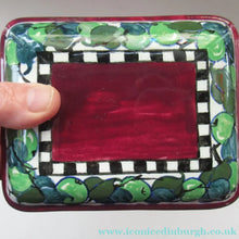 Load image into Gallery viewer, Bough Pottery CANDY BOX. Hand Painted Fruits and Abstract Patterns by Richard Amour; 1920s
