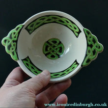 Load image into Gallery viewer, Bough Pottery Ceramic Quaich. RARE Scottish Celtic Knotwork Decoration
