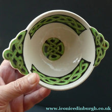 Load image into Gallery viewer, Bough Pottery Ceramic Quaich. RARE Scottish Celtic Knotwork Decoration
