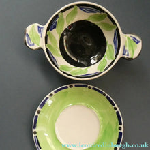 Load image into Gallery viewer,  Bough Pottery ART DECO Ceramic Quaich and Matching Underplate. Painted by Elizabeth Amour
