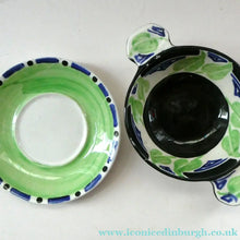 Load image into Gallery viewer, SCOTTISH POTTERY Bowl. Rarer Bough Pottery ART DECO Ceramic Quaich and Matching Underplate. Painted by Elizabeth Amour
