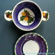 Load image into Gallery viewer, Rarer Bough Pottery Ceramic Quaich and Matching Plate. Painted by Richard Amour 1920s
