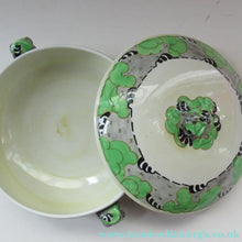 Load image into Gallery viewer, 1930s Bough Pottery Lidded Tureen Richard Amour Green Japanese Cloud Pattern

