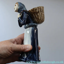 Load image into Gallery viewer, SCOTTISH POTTERY Figurine: Vintage 1970s Isle of Lewis Fish Wife with Creel; Coll Pottery - Scottish Pottery
