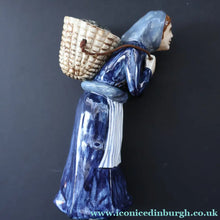 Load image into Gallery viewer, SCOTTISH POTTERY Figurine: Vintage 1970s Isle of Lewis Fish Wife with Creel; Coll Pottery - Scottish Pottery
