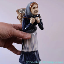 Load image into Gallery viewer, SCOTTISH POTTERY Figurine: Vintage 1970s Isle of Lewis Fish Wife with Creel; Coll Pottery - Scottish Pottery
