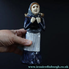 Load image into Gallery viewer, SCOTTISH POTTERY Figurine: Vintage 1970s Isle of Lewis Fish Wife with Creel; Coll Pottery - Scottish Pottery

