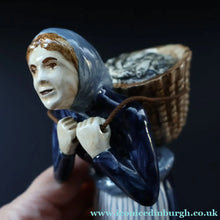 Load image into Gallery viewer, SCOTTISH POTTERY Figurine: Vintage 1970s Isle of Lewis Fish Wife with Creel; Coll Pottery - Scottish Pottery

