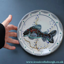 Load image into Gallery viewer, SCOTTISH POTTERY. Hand-Painted Fish Decoration HIGHLAND Stoneware Plate - Scottish Pottery
