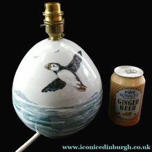 Load image into Gallery viewer, 1990s Scottish Pottery Highland Stoneware Puffin Lamp Hand Painted
