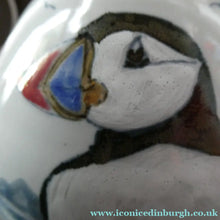 Load image into Gallery viewer, 1990s Scottish Pottery Highland Stoneware Puffin Lamp Hand Painted
