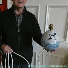 Load image into Gallery viewer, 1990s Scottish Pottery Highland Stoneware Puffin Lamp Hand Painted
