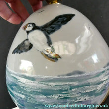 Load image into Gallery viewer, 1990s Scottish Pottery Highland Stoneware Puffin Lamp Hand Painted
