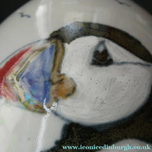 Load image into Gallery viewer, 1990s Scottish Pottery Highland Stoneware Puffin Lamp Hand Painted
