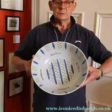 Load image into Gallery viewer, SCOTTISH POTTERY. Huge 1950s BUCHAN Portobello Pottery Stoneware Decorative Bowl. HEBRIDES Pattern - Scottish Pottery
