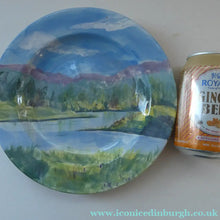 Load image into Gallery viewer, Scottish Pottery Plate. Hand Painted Highland Landscape by R. Carr
