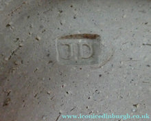Load image into Gallery viewer, Large 1970s Round Shallow Plate. Davey Pottery, Castle Douglas, Kirkcudbrightshire. Abstract Design with Strange Creatures
