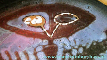 Load image into Gallery viewer, Large 1970s Round Shallow Plate. Davey Pottery, Castle Douglas, Kirkcudbrightshire. Abstract Design with Strange Creatures
