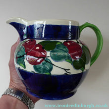 Load image into Gallery viewer, Large Bough Pottery Jug. Hand Painted Rosy Red Apples by Richard Amour; 1920s
