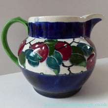 Load image into Gallery viewer, Large Bough Pottery Jug. Hand Painted Rosy Red Apples by Richard Amour; 1920s
