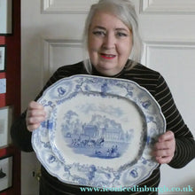 Load image into Gallery viewer, Scottish Pottery Modern Athens Blue and White Pottery Ashet. 1850s Royal Institution Edinburgh
