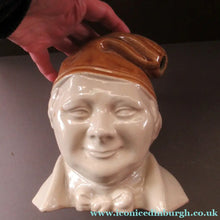Load image into Gallery viewer, Antique Caledonian Pottery Salt Glaze Stoneware Whisky Flagon: Souter Johnny
