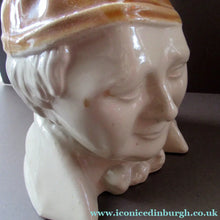 Load image into Gallery viewer, Antique Caledonian Pottery Salt Glaze Stoneware Whisky Flagon: Souter Johnny
