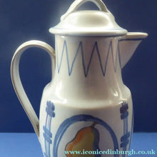 Load image into Gallery viewer, SCOTTISH POTTERY. Large Vintage 1950s BUCHAN Stoneware Coffee Pot. BRITTANY Pattern with apples &amp; pears - Scottish
