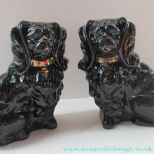 Load image into Gallery viewer, Antique BO'NESS POTTERY Black Jackfield Style Spaniels
