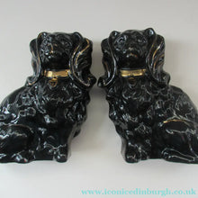 Load image into Gallery viewer, Antique BO'NESS POTTERY Black Jackfield Style Spaniels
