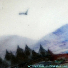 Load image into Gallery viewer, SCOTTISH POTTERY. Pretty Hand-Painted Highland Landscape HIGHLAND Stoneware Dish. Unusual Shape (detail)
