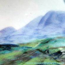 Load image into Gallery viewer, SCOTTISH POTTERY. Pretty Hand-Painted Highland Landscape HIGHLAND Stoneware Dish. Unusual Shape (detail)
